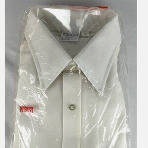 NEW Vtg Qiana Du Pont White Texturized Nylon Shirt 16 Short Sleeve Shiny Disco